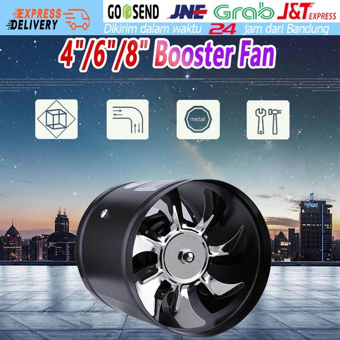 4/6/8Inch Inline Duct Fan Booster Exhaust Blower Toilet Dapur Restoran Udara Hisap Angin Ventilasi