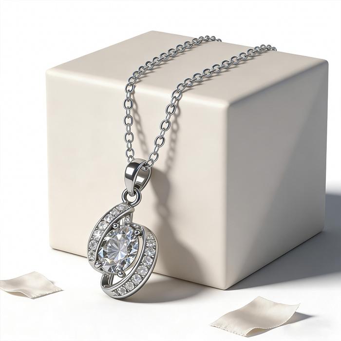 Moissanite Necklace Vvs1 18K White Gold Moissanite Plated Set Round Cut D Color Pendant Necklace For