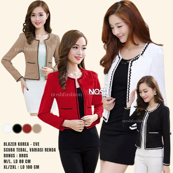 Blazer Kerja Wanita Big Size Variasi Renda Eve / Blazer Wanita Oversize Renda