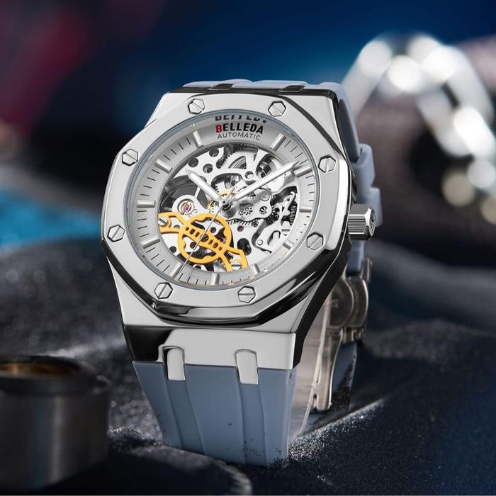 DISKON JAM TANGAN BELLEDA 9532 Jam Tangan Pria Rubber Original Anti Air Cowok Otomatis Watche