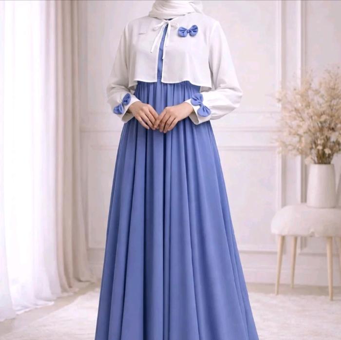 Gamis jumbo ld 130 mewah kekinian Dress cantik elegant Gamis rompi lepas pasang trend 2026 gaun wani