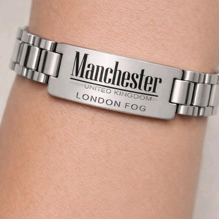 Gelang Pria Stainless Steel Manchester United Kingdom London Fog Elegan dan Tahan Lama
