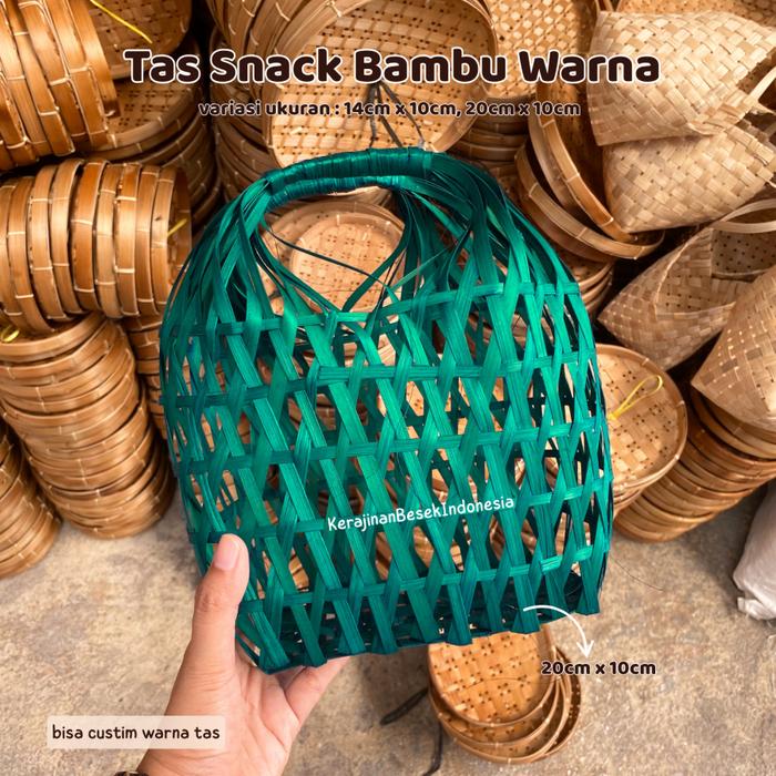 TAS ANYAM BAMBU SNACK ANEKA WARNA Goodie bag bingkisan tote bag souvenir hampers mini toples kue