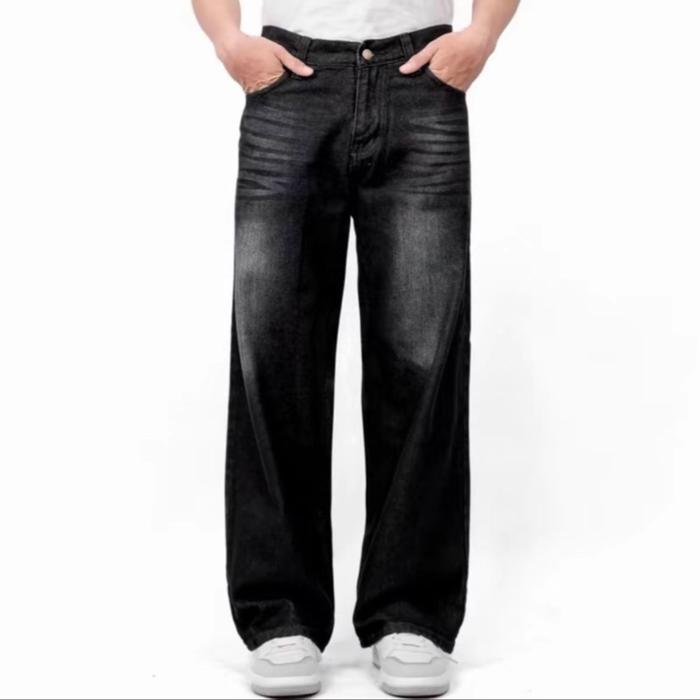 CELANA JEANS GOMBRONG STYLE BLACK JAS YUNISEK SKENA Pria slimfit Celan cardinal Slim-fit Formal