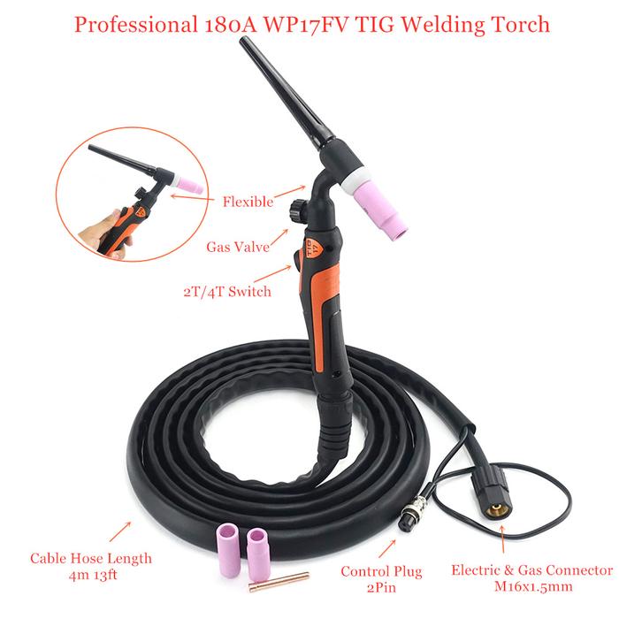 Professional 180A WP17FV TIG Welding Torch Tungsten WP17 4m 13ft