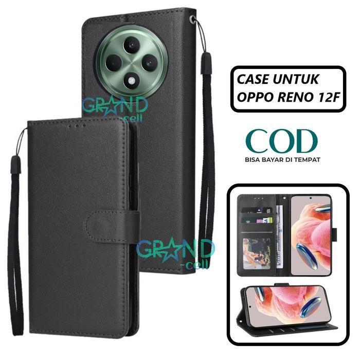Case Hp For Oppo Reno 12F Flip Wallet Leather Premium Casing Cover Softcase Promo Good Quality
