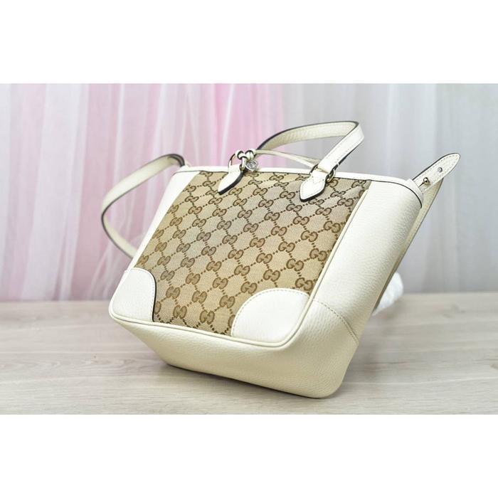 GUCCI BREE TOP HANDLE BAG GG CANVAS MONOGRAM WHITE IVORY SMALL
