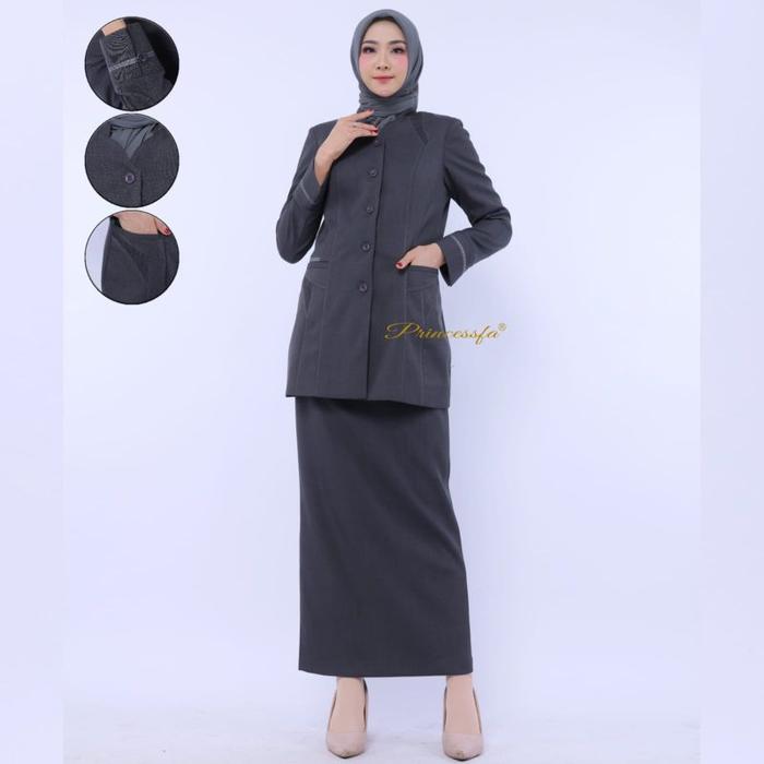seragam abu tua wanita princessfa/ blezer abu tua wanita / seragam guru abu tua wanita/ baju kerja w