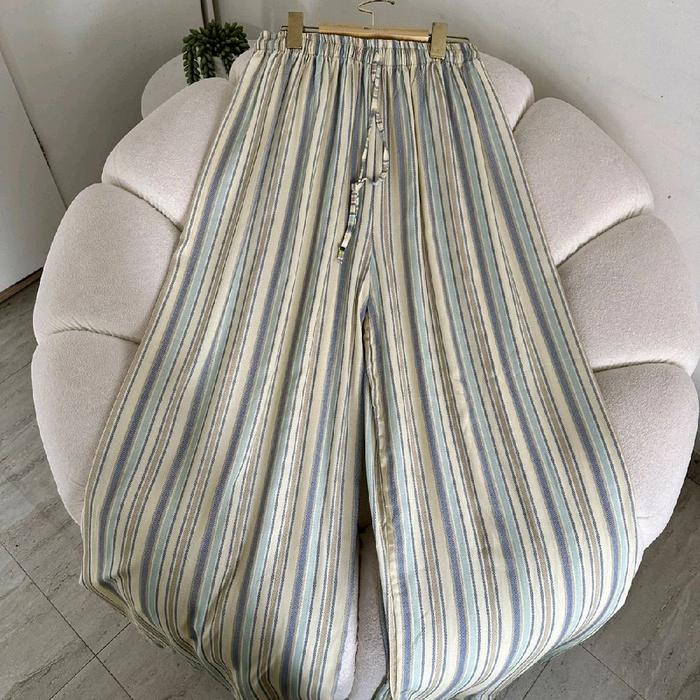 CELANA PANJANG WANITA KULOT RAYON MOTIF SALUR TALI SERUT ADEM LEMBUT DINGIN
