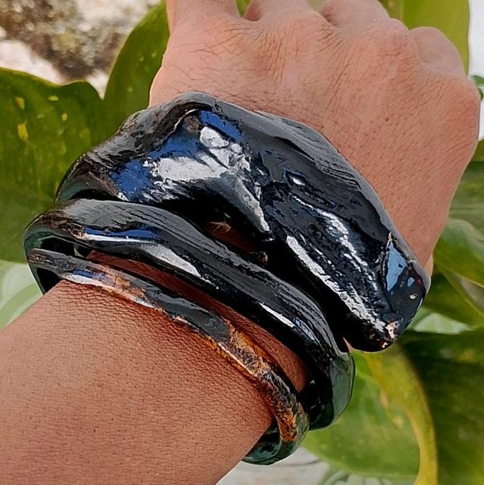gelang akar Bahar hitam jumbo lilit 3 ekor batang tua