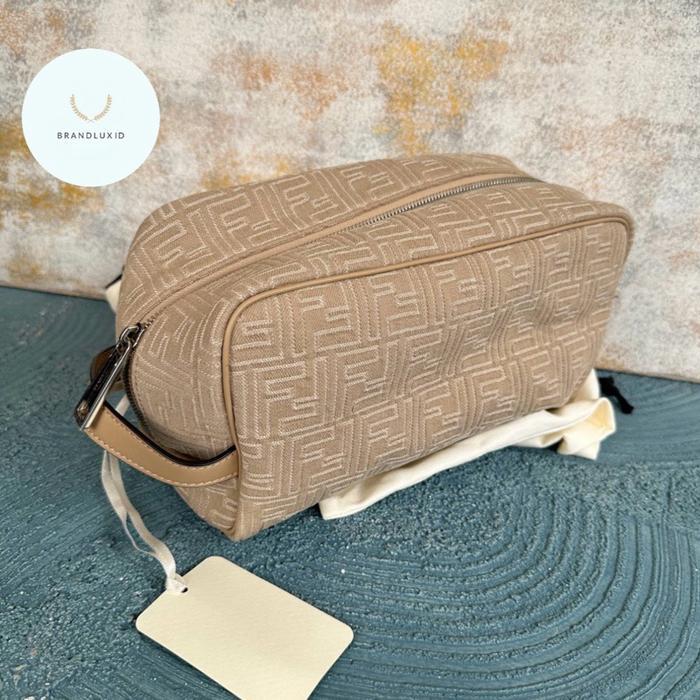 FENDI FF POUCH DENIM & BEIGE