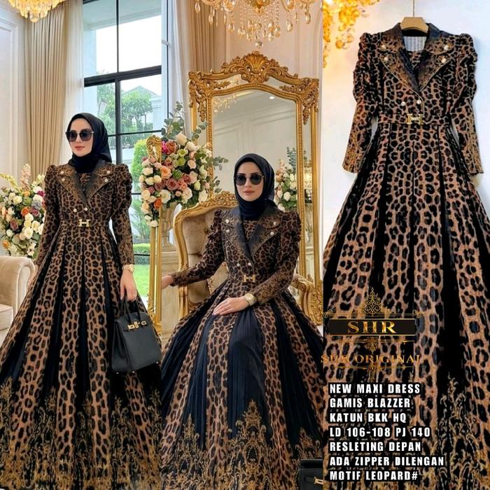 COD !!! NEW SHR ORI GAMIS DRESS MAXI blazzer katun bkk leopard macan syahira