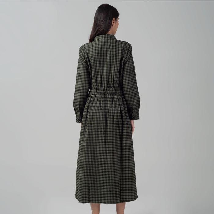 Benhill Gamis Wanita Flannel Lengan Panjang Kotak Hijau 1158-11H30 Kancing Nyaman