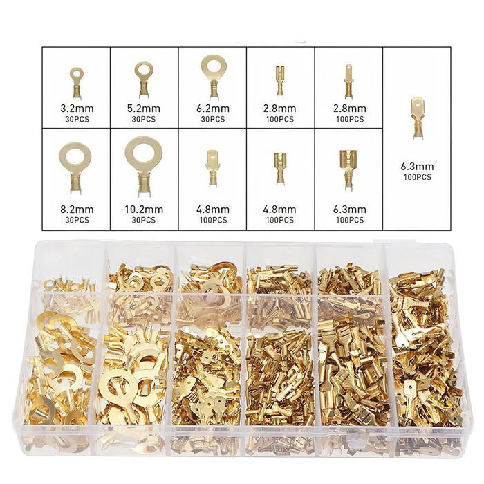 Konektor Kabel Kuningan Skun Konektor Gepeng Terminal Skun Bulat Aki 1 Set 750pcs KonektorKabel-6615
