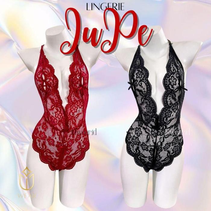 Jumpsuit tidur wanita transparan dengan rok