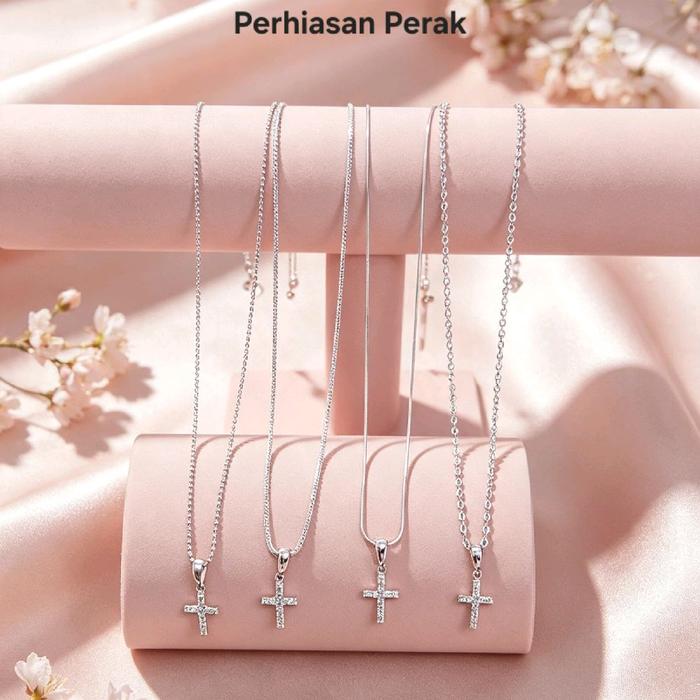 Kalung perak asli 925.kalung salib.new collection.perak asli 925