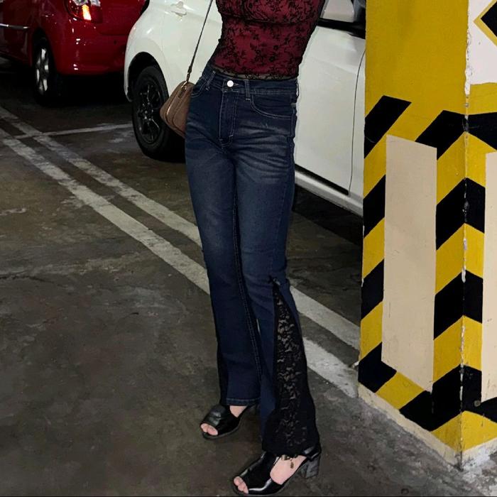 Lace Cutbray with Bow | Nephotism | Flare Denim Jeans | WildFlower Bloom Series | Lokal