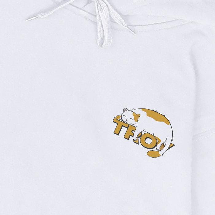 Troy Company Pullover Hoodie White Cat Tired - Jaket Hoodie Pria Putih KH 2818