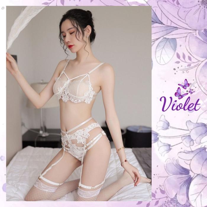 New Violet Set Lingerie Seksi Eksotis Set Celana Dalam Wanita Lingerie Y-line Lingerie Seksi Bordir 
