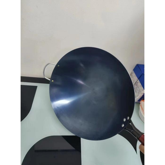 TERLARIS Wajan Masak Baja Wajan Kuali Gagang Kayu Wajan Baja Anti Lengket READY STOCK
