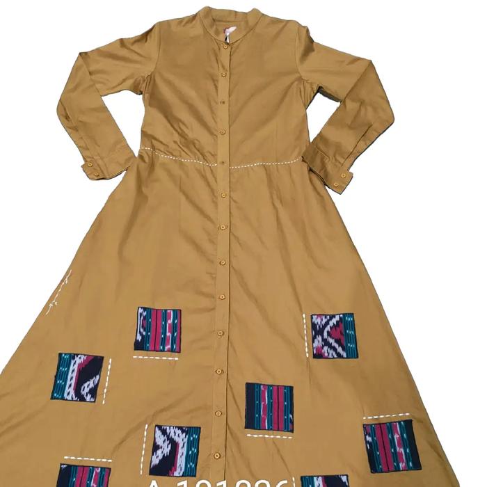 Abaya 191036 SIZE XS,S KUNING KUNYIT Gamis Muslim Katun