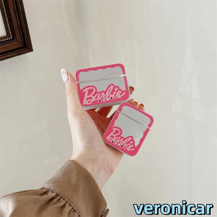 AirPods Pelindung Telinga Barbie Bluetooth Dengan Casing Lunak Dan Permukaan Cermin AirPods 1/2/3/pr