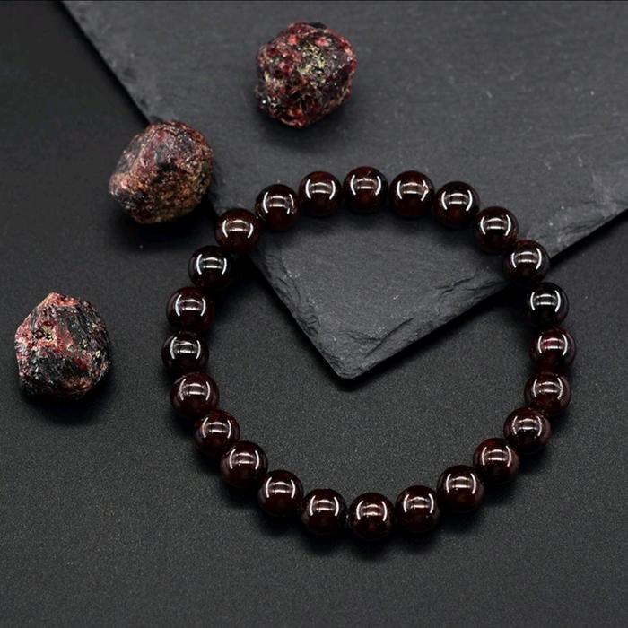 Gelang Bio Magnet Kesehatan Batu Merah Red Garnet Pria / Wanita Agate Asli Fwngshui Import Quality B