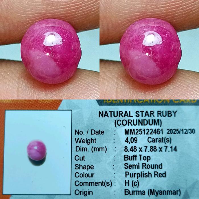 NATURAL STAR RUBY BURMA MYANMAR OVAL CABOCHON KGL MEMO LAB