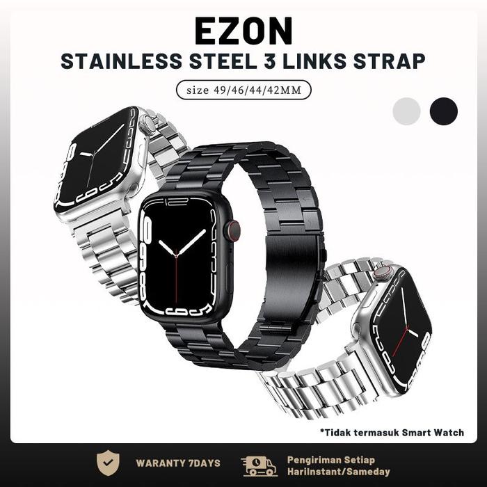EZON-Strap Stainless Steel Untuk Smart Watch 46mm Tali Jam Tangan Rantai Strap 3 LINKS Smart watch S