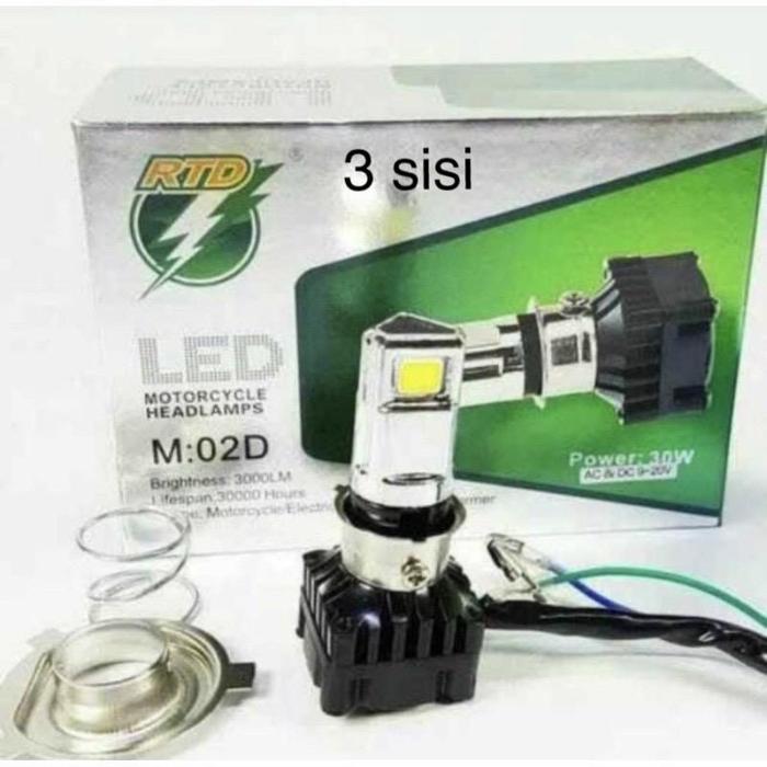 LAMPU DEPAN LED MOTOR 3 SISI AC DC MO2D RTD RAYTON UNIVERSAL