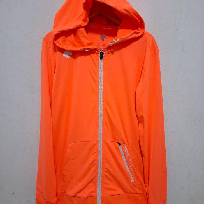 Jaket Descente Hoodie Running | Orange