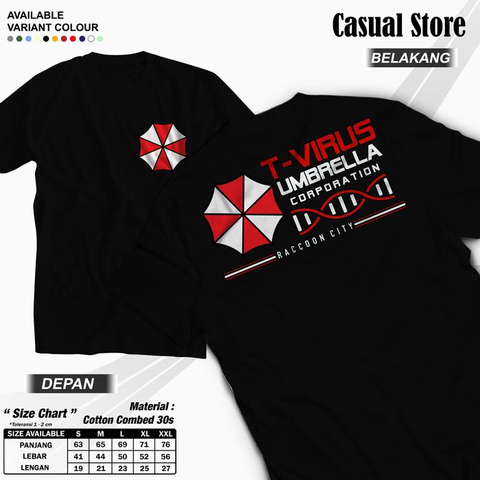 Store Casual Kaos Umbrella Corporation Resident Evil Hitam Series / Tshirt Distro Umbrella Corporati