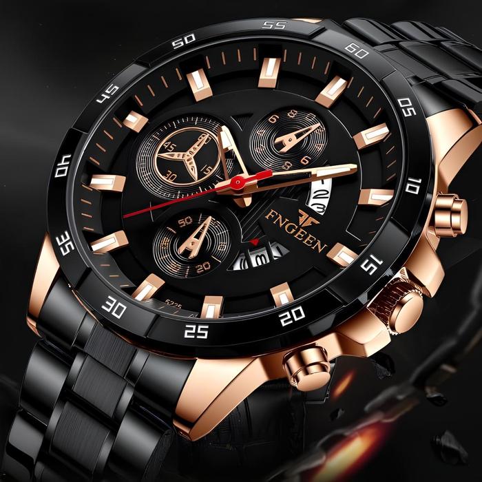 Jam Tangan Pria Tahan Air Original FNGEEN Asli Luminious Arloji Mewah Men Watches Class Bussiness JR
