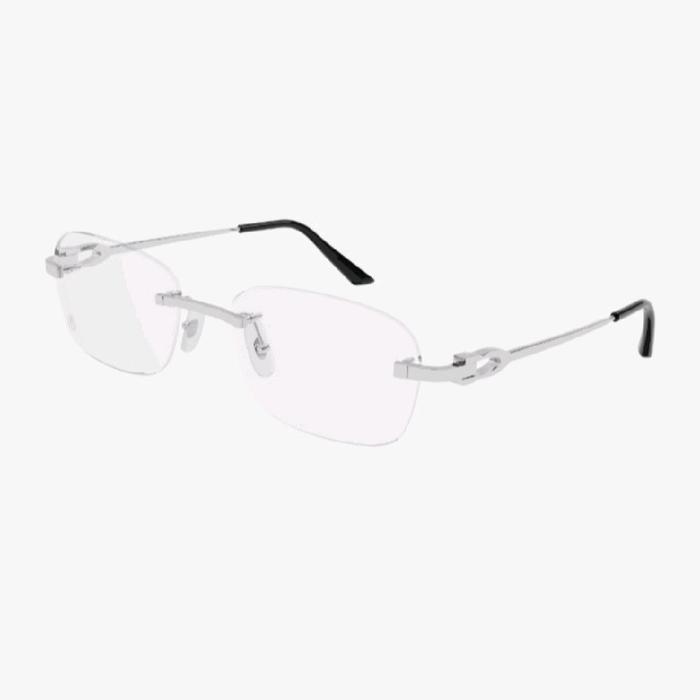 Frame Kacamata Luxury Cartier CT0290O Rimless Silver Original .