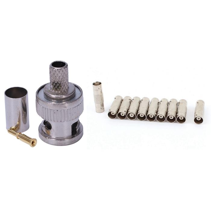 10Pcs BNC Male RG59 Coaxial Connector Adapter & 10Pcs BNC Female CCTV