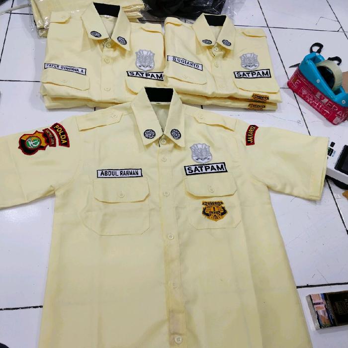 baju pdh satpam bahan gaia neo premium/baju pdh satpam kerah hitam/baju pdh satpam terbaru/baju pdh 