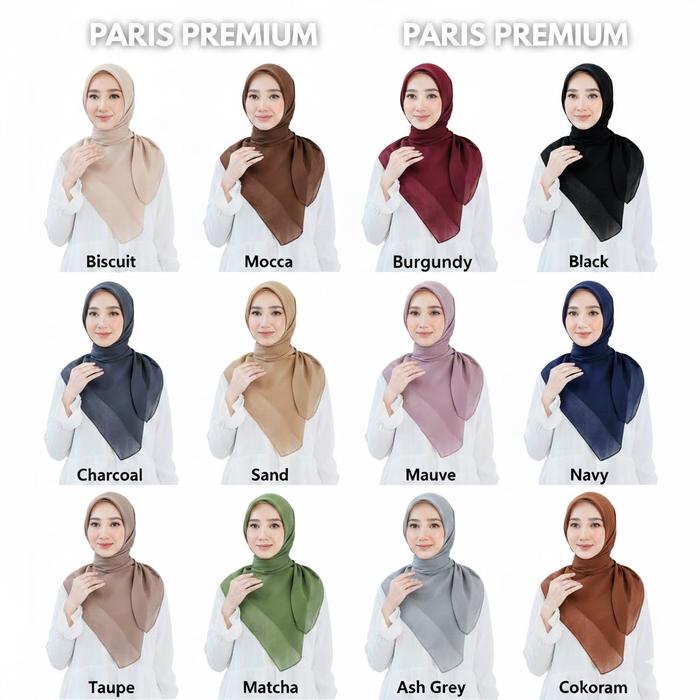 HIJAB PARIS PREMIUM BY AULIA SCARF Square Muslim Empat Segi Kerudung Sekolah Casual Basic