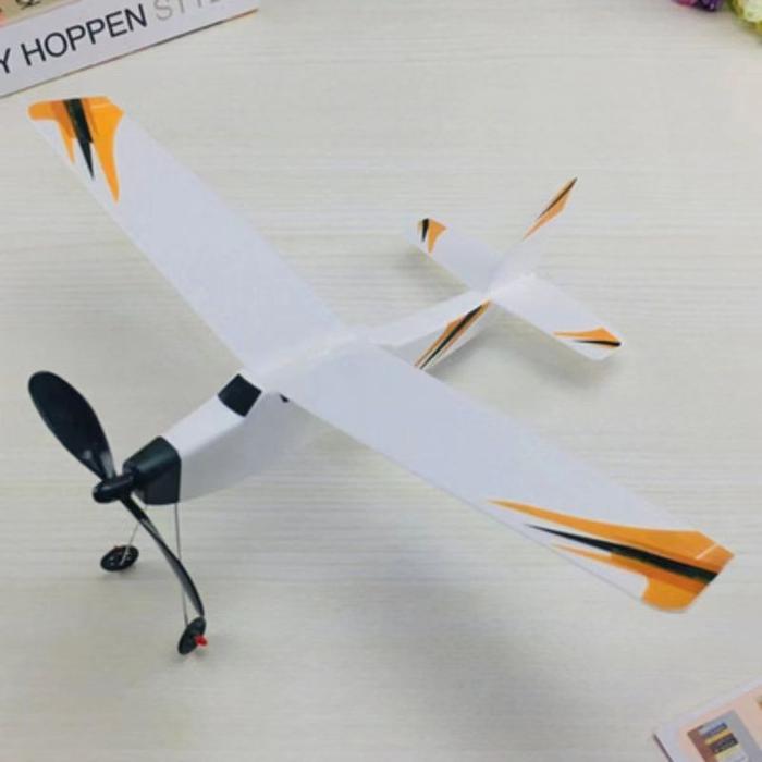 Rubber band powered aircraft glider cabin foam science and education