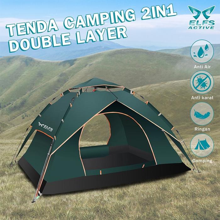 Elfs Active Tenda Camping 2in1 Double Layer Autotamic Tent 3-4 Person