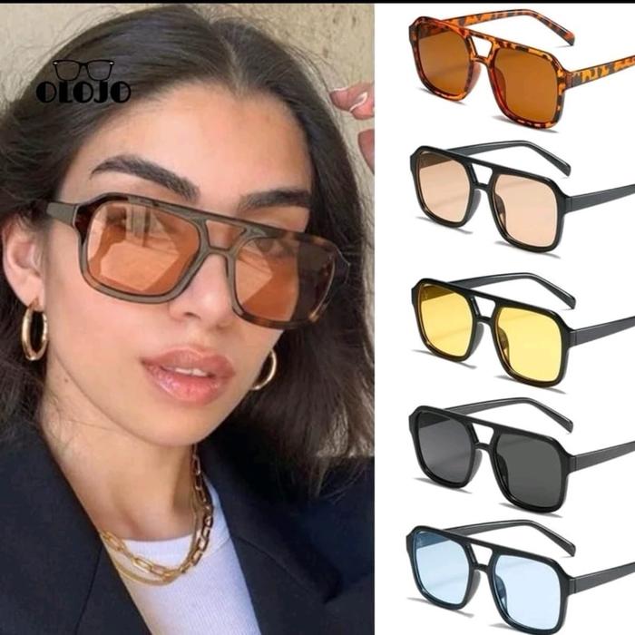 (YH333) Sunglasses Kacamata Pria Model Kotak Anti UV silau Kacamata Lensa Kuning Style New Trendy