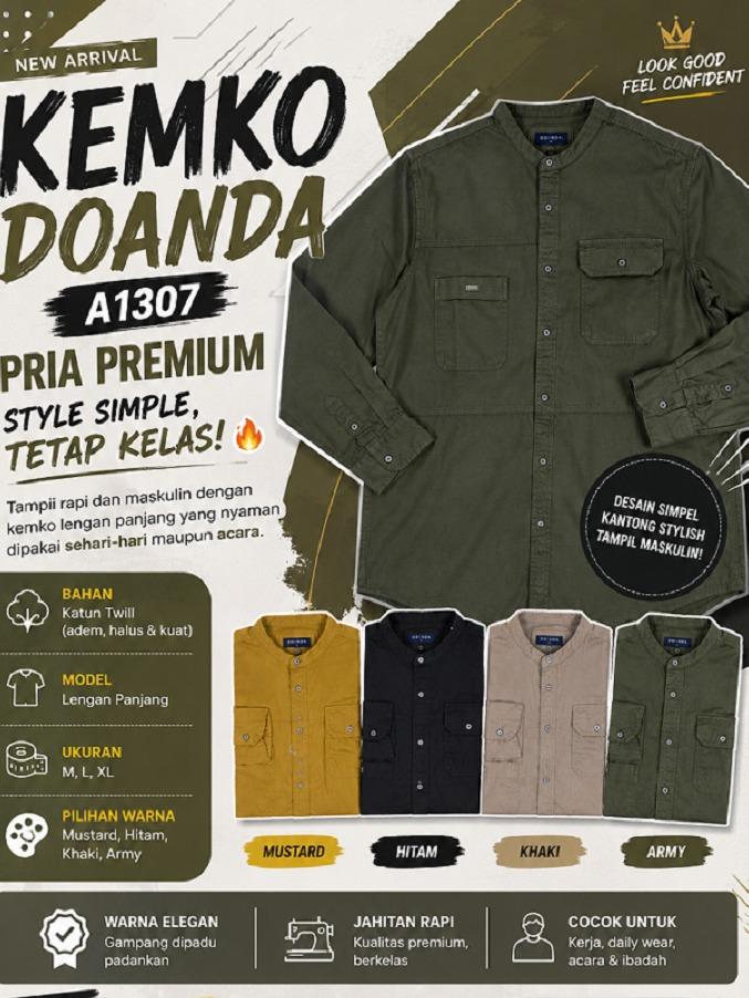 DOANDA KEMKO DEWASA A1307 - Kemeja Panjang Premium style