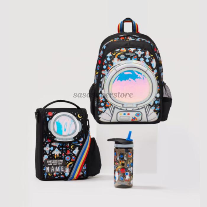SASA BEBE | SMIGGLE SERIES BOY LETS PLAY JUNIOR ASTRONAUT BLACK BACKPACK RANSEL TAS ANAK TK SD LUNCH
