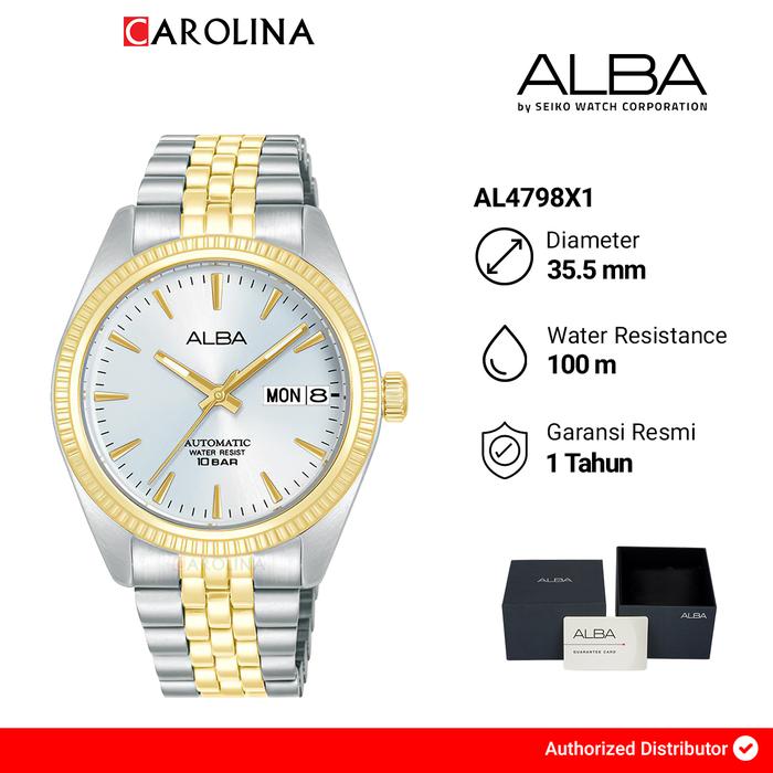 Jam Tangan Wanita Alba AL4798X1 Silver Dial Dual Tone Stainless Steel Strap
