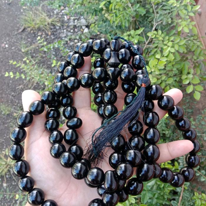Tasbih biji buah gebang pocok tasbih biji buah pocok bulat Hitam