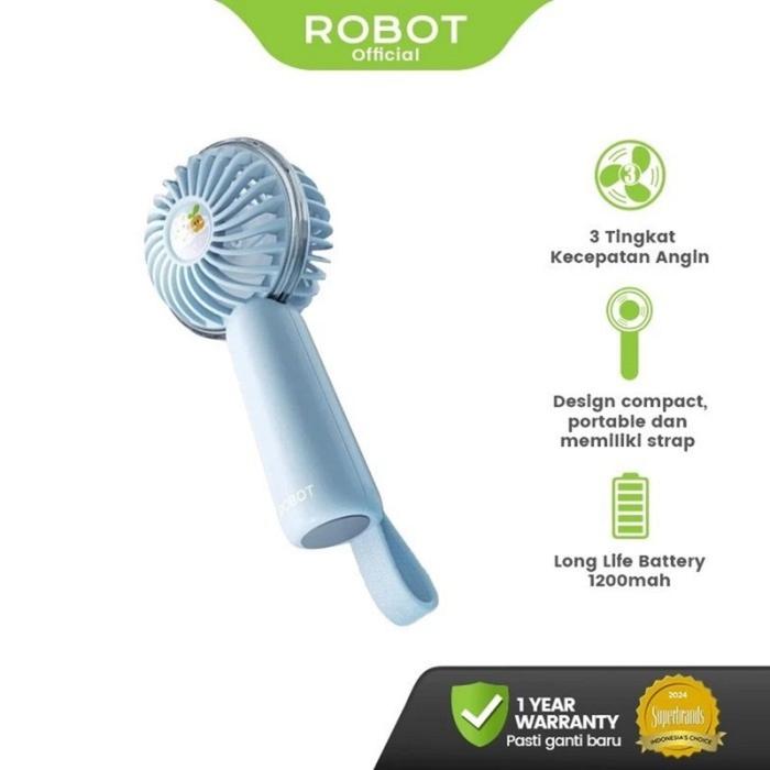 ROBOT RT-BFS2 Kipas Portable Kipas Robot Mini Handy Mini Fan Kipas Blue Gagang Genggam Portable Rech