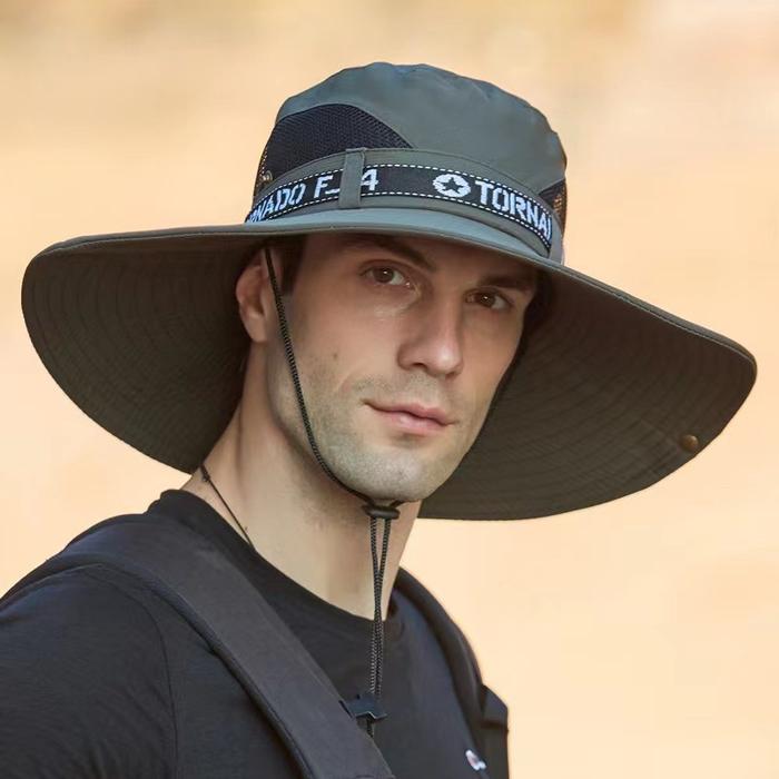 Topi Bucket Hat Tali Pria - Topi Visor Pria Musim Panas Perlindungan Matahari Topi Rimba TORNADO Del