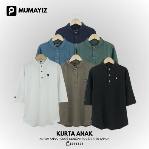 COVLEOS | MUMAYIZ Baju Kurta Polos Anak Anak Remaja Lengan 3/4 usia 4-15 Tahun