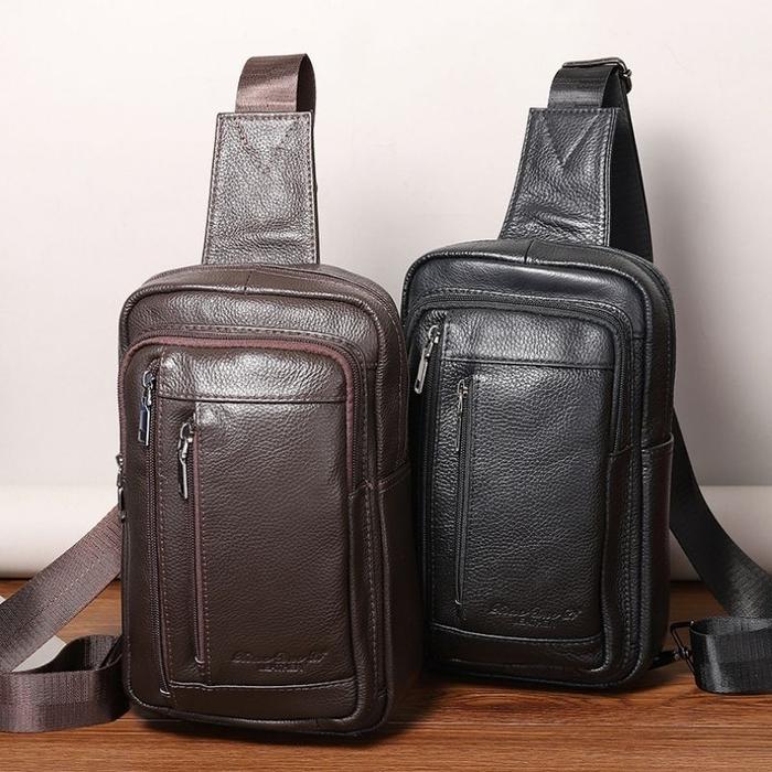 Tas Selempang XDL Sling Bag Pria Bahan Kulit Sapi Asli Premium Polos tekstur  Kulit Jeruk tascowok