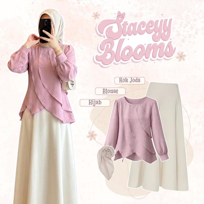 One Set Wanita Kekinian Rok Korean Style Hijab (Blouse Layering Wanita + Rok Joda Korean Style + Hij