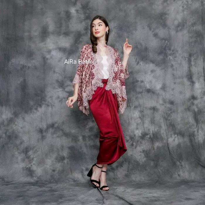 Cape Brukat Motif | Bolero Motif | Outer Batik | Batik Viscose Aira Cardigan Trend Loose-Fitting Ber